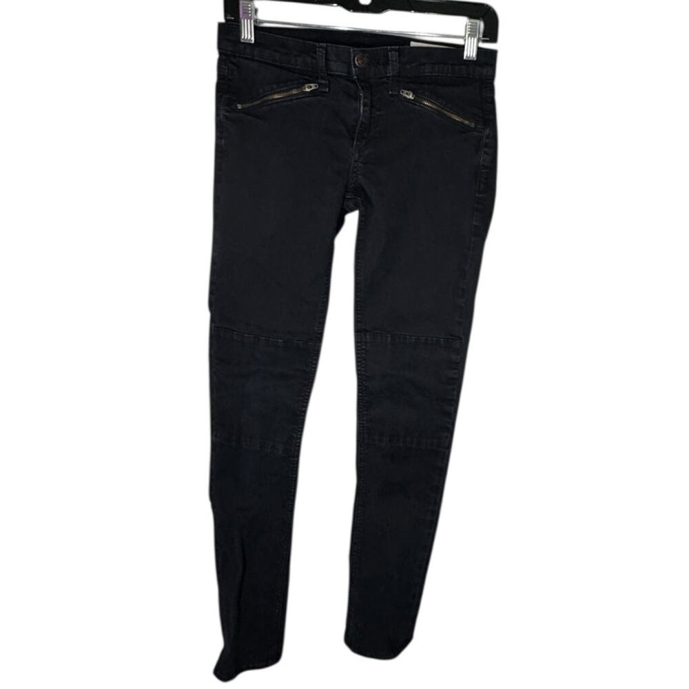 Rag & Bone Black Moto Skinny Jeans 26 Zip Detail